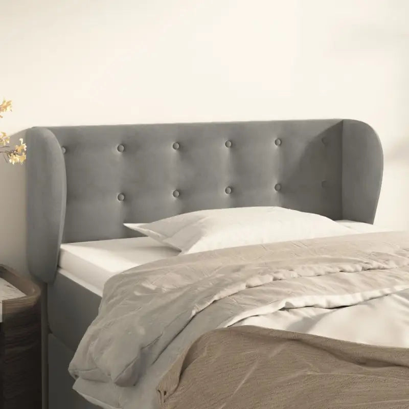 Hoofdborden en voetborden levering bevat luxe fluweel voor elke slaapkamer - Lichtgrijs / 103 x 23 x 78/88 cm / 1