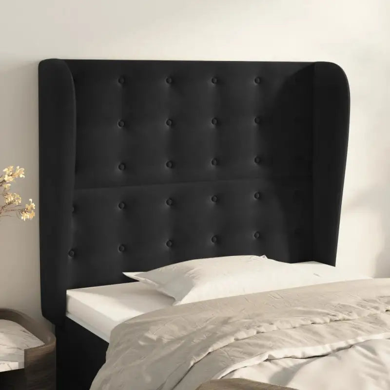Hoofdborden en voetborden levering bevat luxe fluweel voor elke slaapkamer - Zwart / 103 x 23 x 118/128 cm / 1