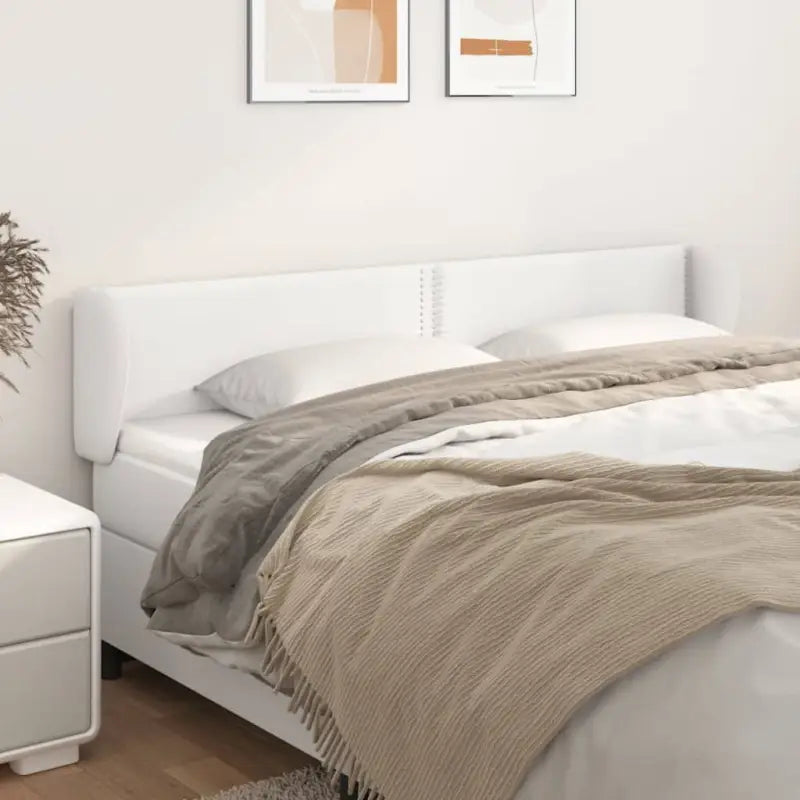 Hoofdborden en voetborden levering bevat met duurzaam glanzend kunstleer - Wit / 203 x 23 x 78/88 cm / 1 - Hoofdborden