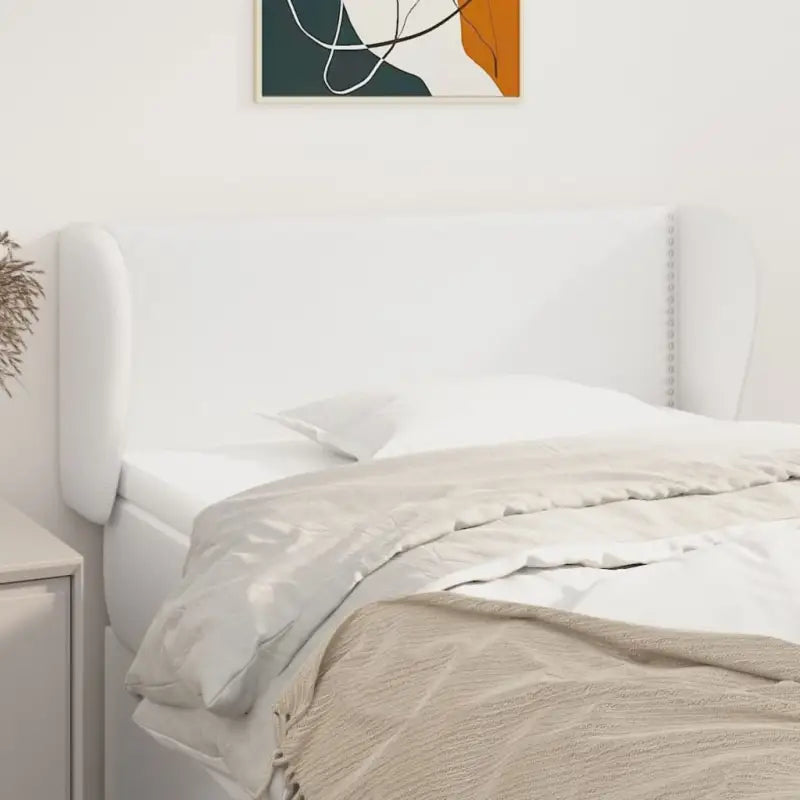 Hoofdborden en voetborden levering bevat met duurzaam glanzend kunstleer - Wit / 103 x 23 x 78/88 cm / 1 - Hoofdborden