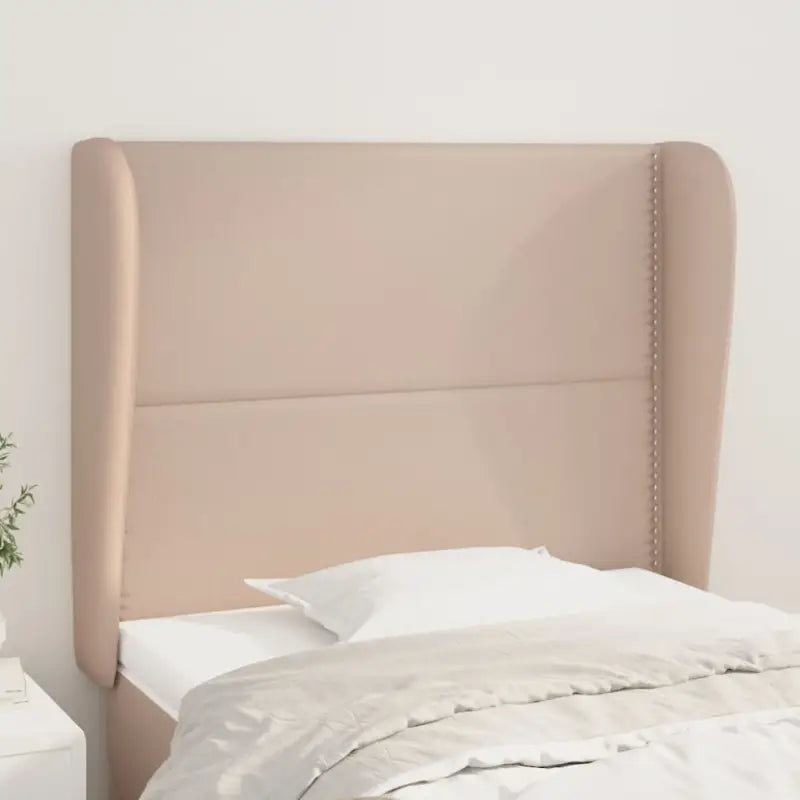Hoofdborden en voetborden levering bevat met duurzaam glanzend kunstleer - Cappuccino / 93 x 23 x 118/128 cm / 1