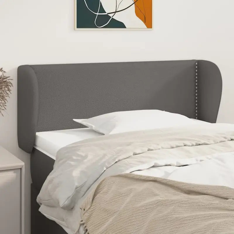 Hoofdborden en voetborden levering bevat met duurzaam glanzend kunstleer - Grijs / 103 x 23 x 78/88 cm / 1