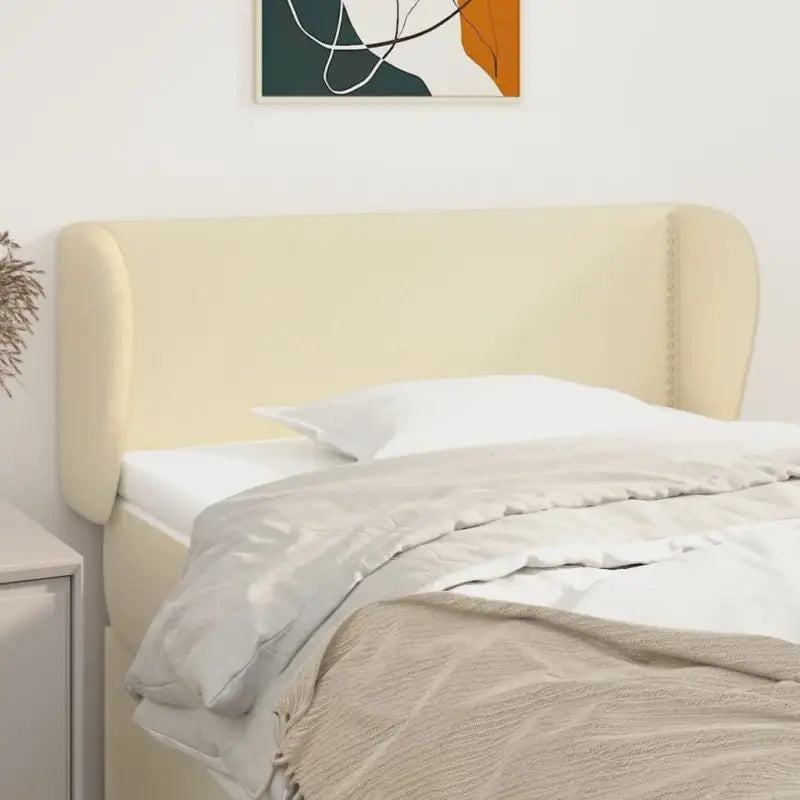 Hoofdborden en voetborden levering bevat met duurzaam glanzend kunstleer - Crème / 103 x 23 x 78/88 cm / 1