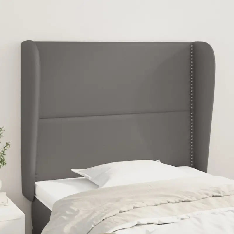 Hoofdborden en voetborden levering bevat met duurzaam glanzend kunstleer - Grijs / 83 x 23 x 118/128 cm / 1