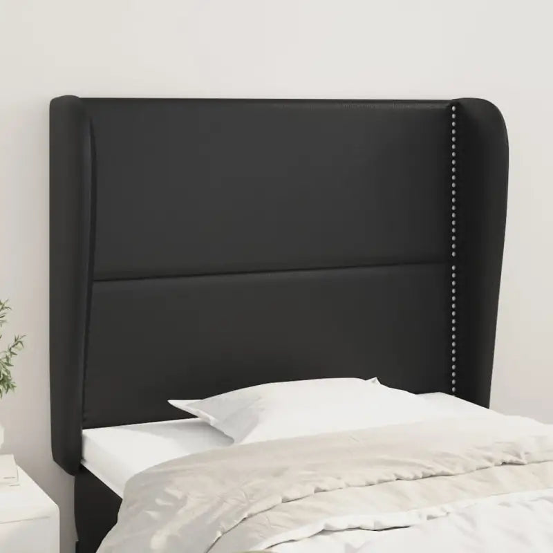 Hoofdborden en voetborden levering bevat met duurzaam glanzend kunstleer - Zwart / 93 x 23 x 118/128 cm / 1