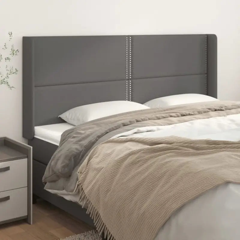 Hoofdborden en voetborden met hoogwaardig kunstleer levering bevat - Grijs / 203 x 16 x 118/128 cm / 1 - Hoofdborden