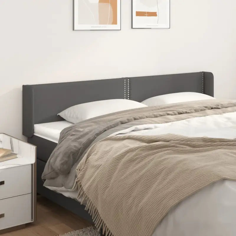 Hoofdborden en voetborden met hoogwaardig kunstleer levering bevat - Grijs / 183 x 16 x 78/88 cm / 1 - Hoofdborden