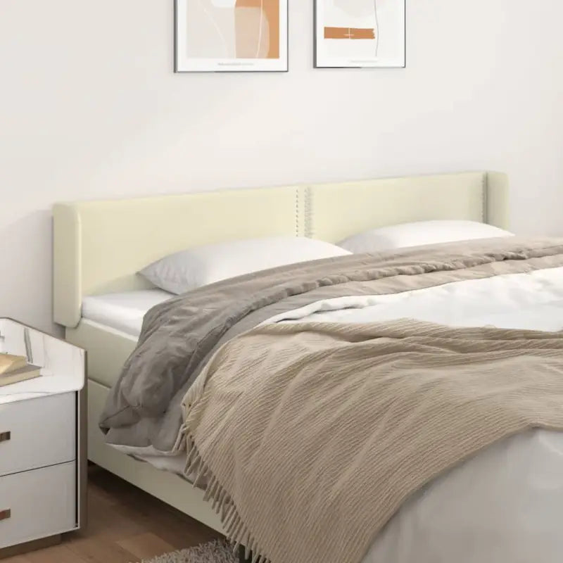 Hoofdborden en voetborden met hoogwaardig kunstleer levering bevat - Crème / 163 x 16 x 78/88 cm / 1 - Hoofdborden
