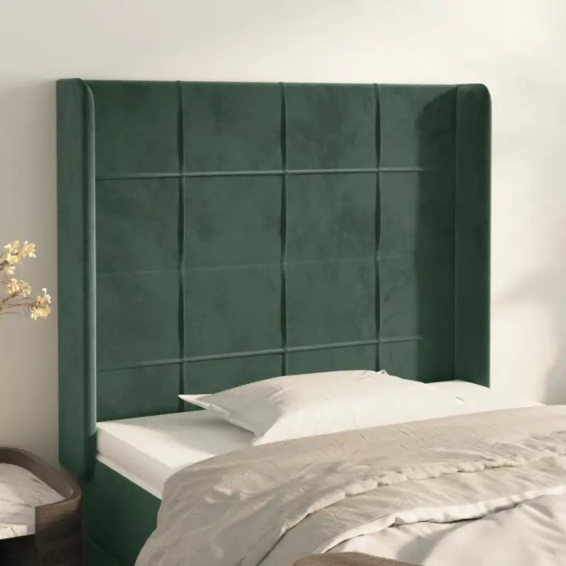 Hoofdborden en voetborden met levering bevat in zacht fluweel - Donkergroen / 93 x 16 x 118/128 cm / 1 - Hoofdborden