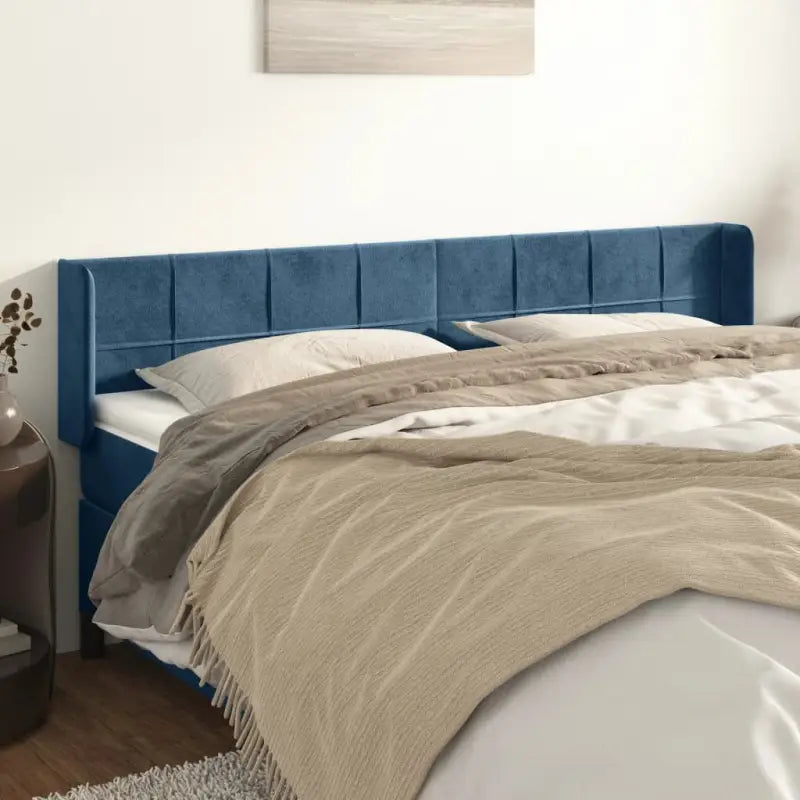 Hoofdborden en voetborden met levering bevat in zacht fluweel - Donkerblauw / 183 x 16 x 78/88 cm / 1 - Hoofdborden