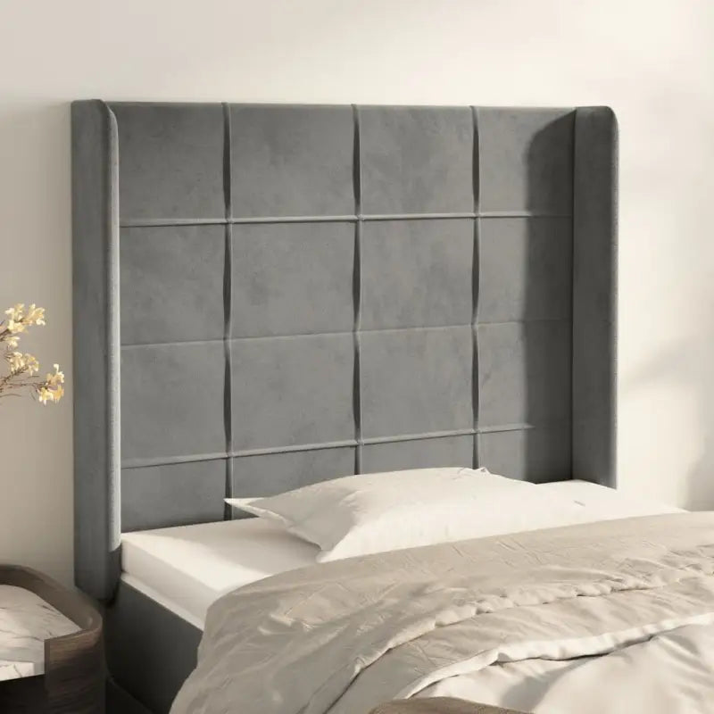 Hoofdborden en voetborden met levering bevat in zacht fluweel - Lichtgrijs / 83 x 16 x 118/128 cm / 1 - Hoofdborden