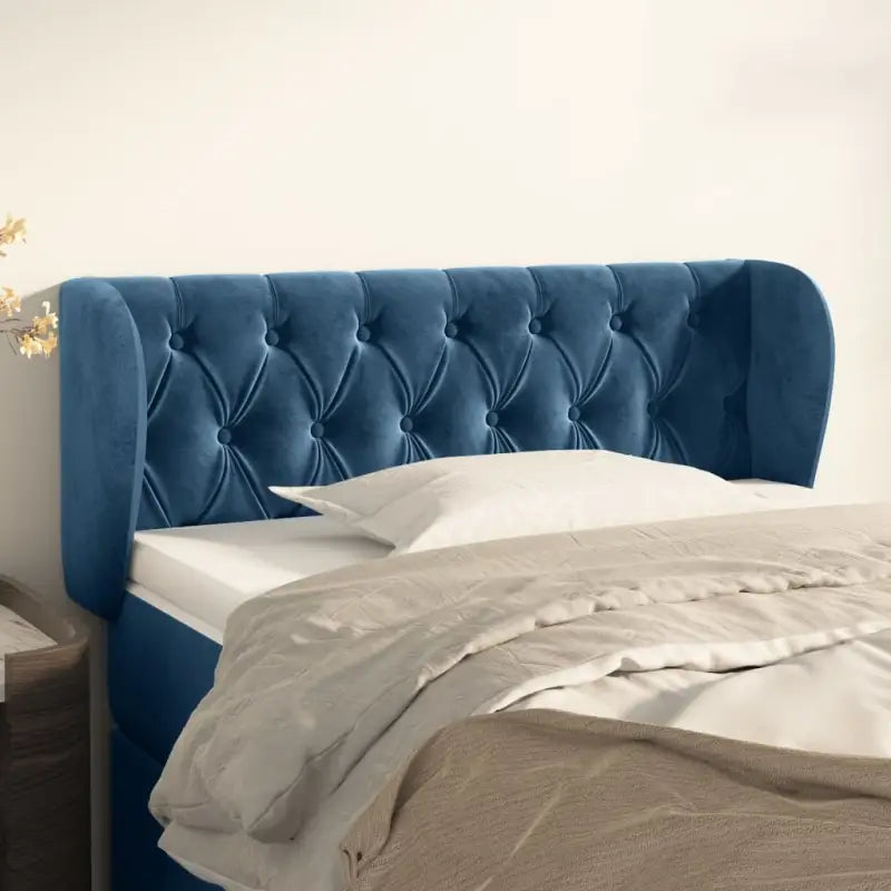 Hoofdborden en voetborden met levering bevat in zacht fluweel design - Donkerblauw / 93 x 23 x 78/88 cm / 1