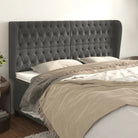 Hoofdborden en voetborden met levering bevat in zacht fluweel design - Donkergrijs / 183 x 23 x 118/128 cm / 1