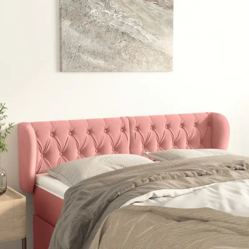 Hoofdborden en voetborden met levering bevat in zacht fluweel design - Roze / 163 x 23 x 78/88 cm / 1 - Hoofdborden