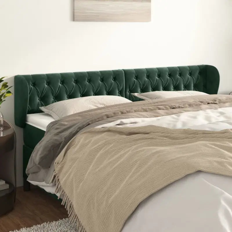 Hoofdborden en voetborden met levering bevat in zacht fluweel design - Donkergroen / 183 x 23 x 78/88 cm / 1