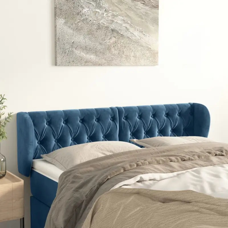 Hoofdborden en voetborden met levering bevat in zacht fluweel design - Donkerblauw / 147 x 23 x 78/88 cm / 1