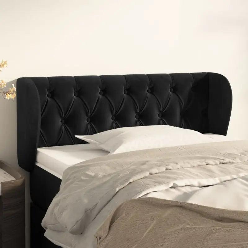 Hoofdborden en voetborden met levering bevat in zacht fluweel design - Zwart / 93 x 23 x 78/88 cm / 1 - Hoofdborden