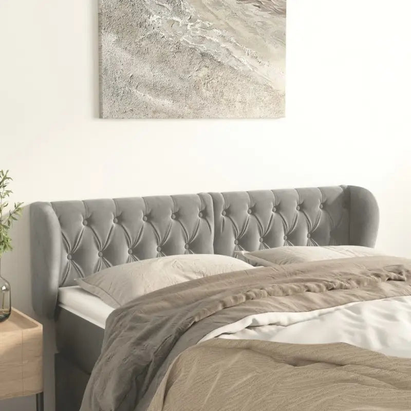 Hoofdborden en voetborden met levering bevat in zacht fluweel design - Lichtgrijs / 163 x 23 x 78/88 cm / 1