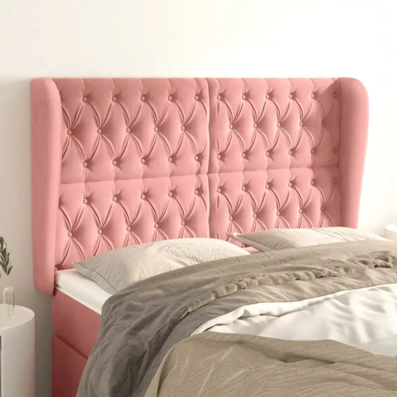 Hoofdborden en voetborden met levering bevat in zacht fluweel design - Roze / 147 x 23 x 118/128 cm / 1 - Hoofdborden