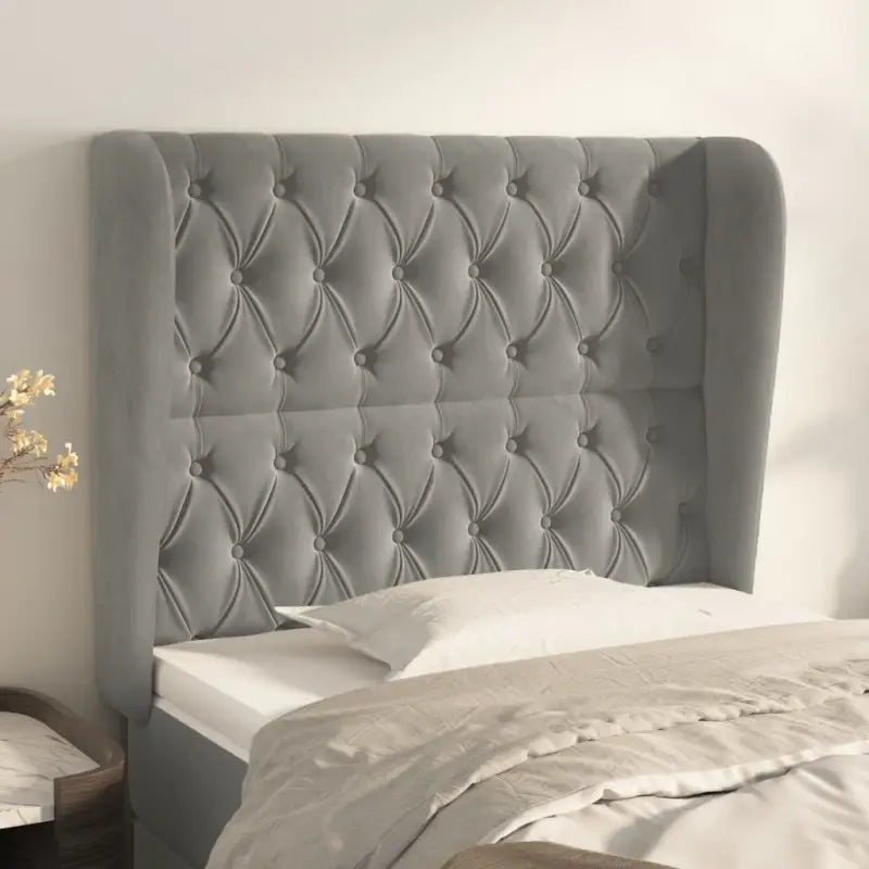 Hoofdborden en voetborden met levering bevat in zacht fluweel design - Lichtgrijs / 103 x 23 x 118/128 cm / 1