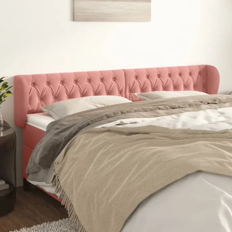 Hoofdborden en voetborden met levering bevat in zacht fluweel design - Roze / 203 x 23 x 78/88 cm / 1 - Hoofdborden