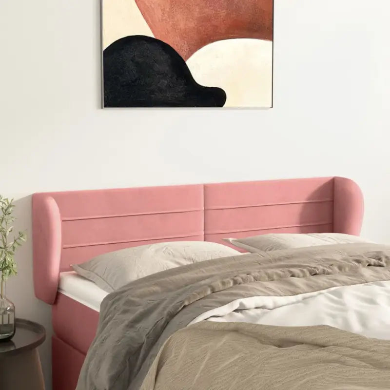 Hoofdborden en voetborden met levering bevat in zacht fluweel ontwerp - Roze / 147 x 23 x 78/88 cm / 1 - Hoofdborden