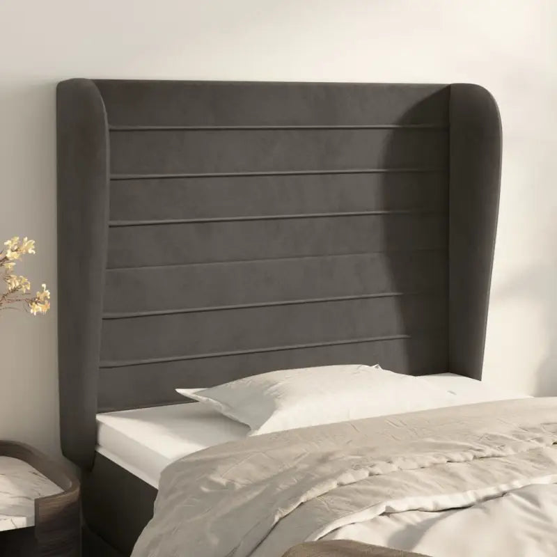 Hoofdborden en voetborden met levering bevat in zacht fluweel ontwerp - Donkergrijs / 83 x 23 x 118/128 cm / 1