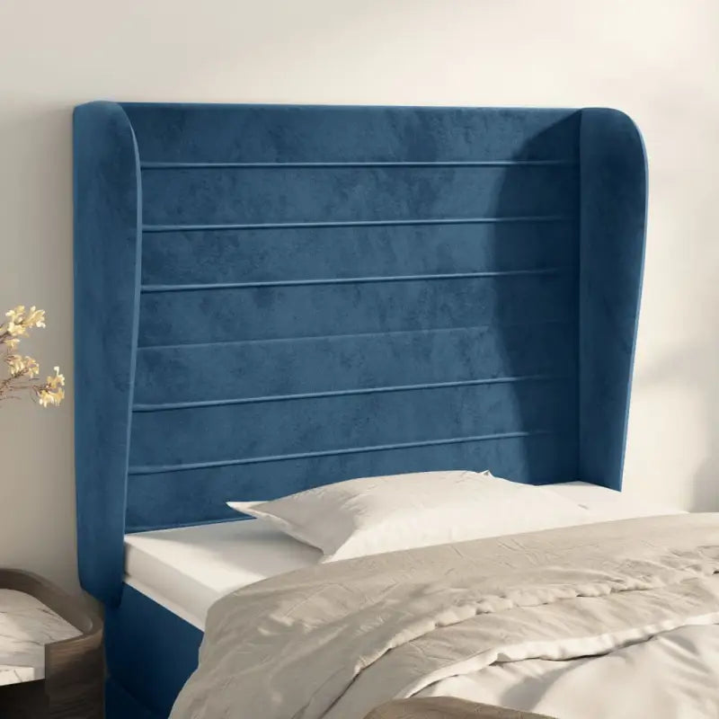 Hoofdborden en voetborden met levering bevat in zacht fluweel ontwerp - Donkerblauw / 103 x 23 x 118/128 cm / 1