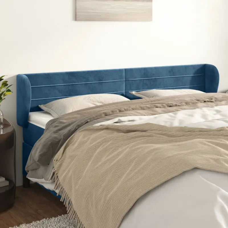 Hoofdborden en voetborden met levering bevat in zacht fluweel ontwerp - Donkerblauw / 203 x 23 x 78/88 cm / 1