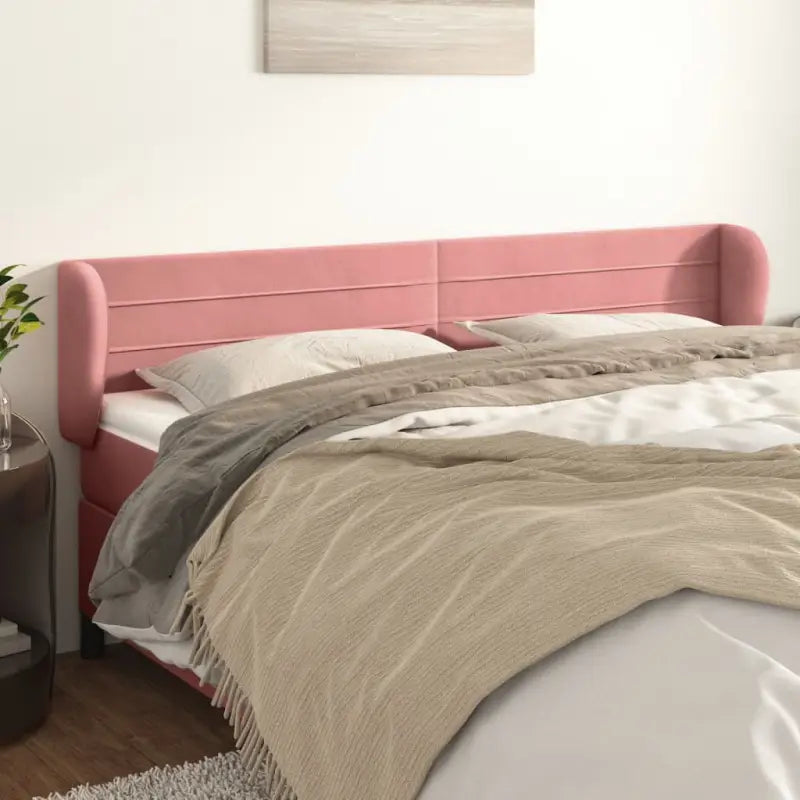 Hoofdborden en voetborden met levering bevat in zacht fluweel ontwerp - Roze / 183 x 23 x 78/88 cm / 1 - Hoofdborden