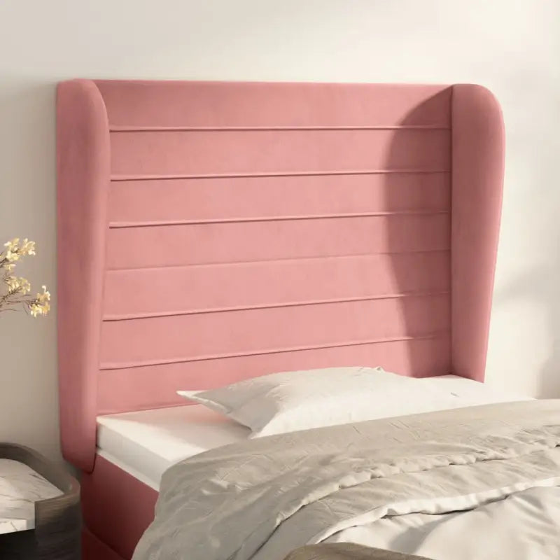 Hoofdborden en voetborden met levering bevat in zacht fluweel ontwerp - Roze / 93 x 23 x 118/128 cm / 1 - Hoofdborden