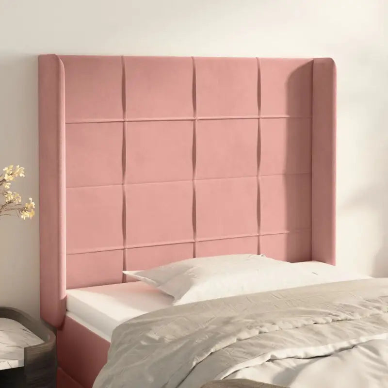 Hoofdborden en voetborden met levering bevat in zacht fluweel - Roze / 93 x 16 x 118/128 cm / 1 - Hoofdborden