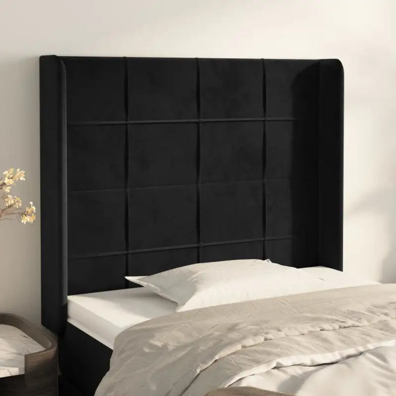 Hoofdborden en voetborden met levering bevat in zacht fluweel - Zwart / 83 x 16 x 118/128 cm / 1 - Hoofdborden