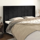 Hoofdborden en voetborden met levering bevat in zacht fluweel - Zwart / 183 x 16 x 118/128 cm / 1 - Hoofdborden
