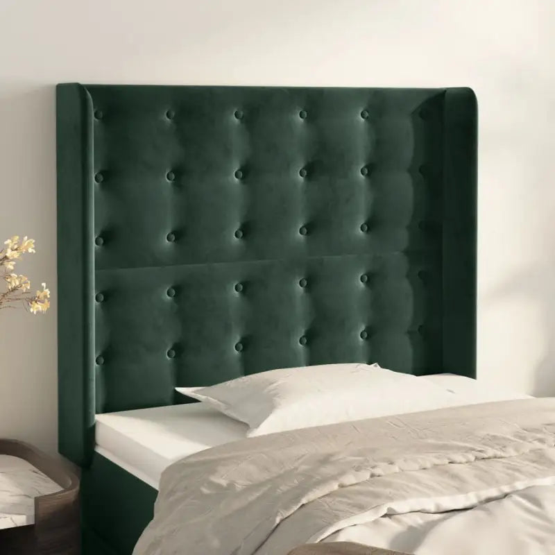 Hoofdborden en voetborden met luxe fluweel levering bevat - Donkergroen / 103 x 16 x 118/128 cm / 1 - Hoofdborden