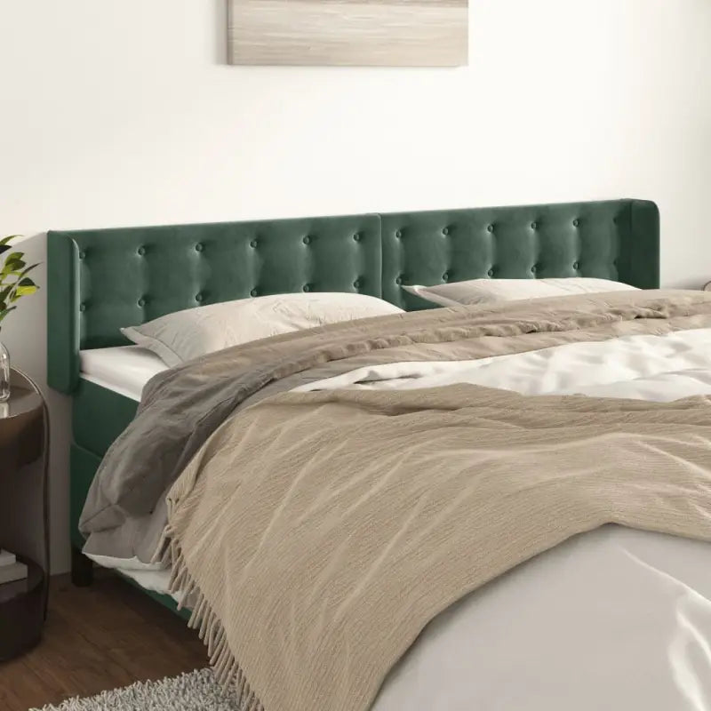 Hoofdborden en voetborden met luxe fluweel levering bevat - Donkergroen / 183 x 16 x 78/88 cm / 1 - Hoofdborden