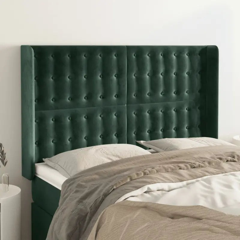 Hoofdborden en voetborden met luxe fluweel levering bevat - Donkergroen / 147 x 16 x 118/128 cm / 1 - Hoofdborden