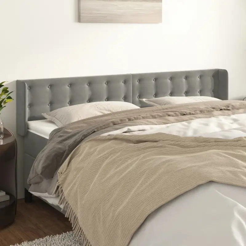Hoofdborden en voetborden met luxe fluweel levering bevat - Lichtgrijs / 203 x 16 x 78/88 cm / 1 - Hoofdborden