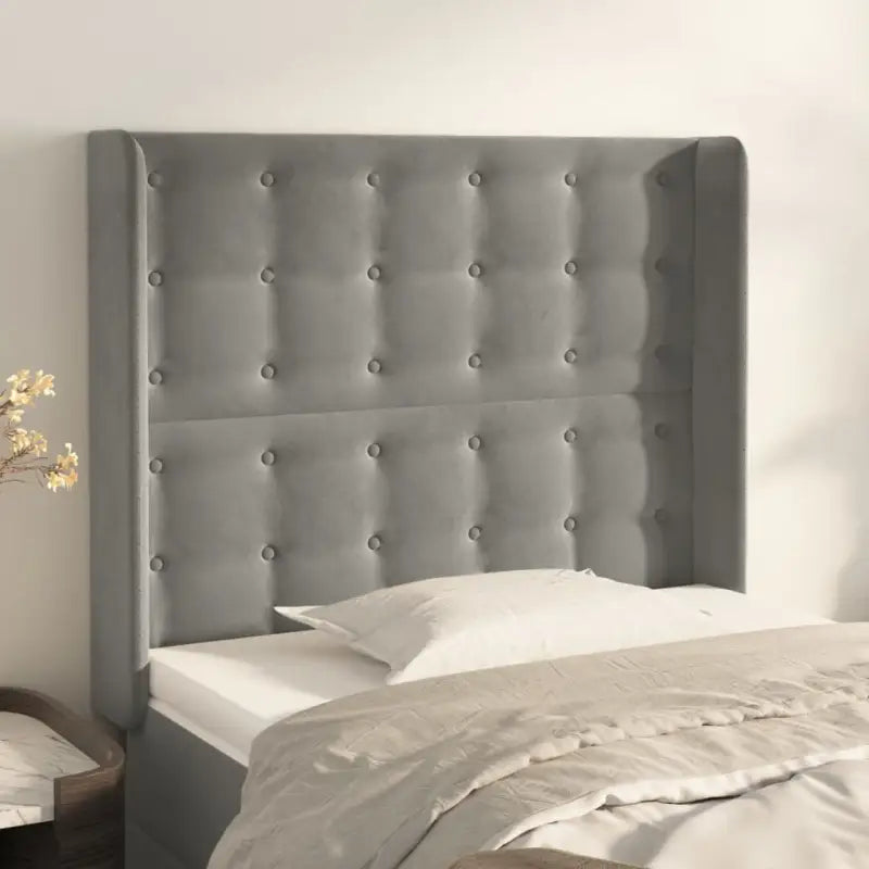 Hoofdborden en voetborden met luxe fluweel levering bevat - Lichtgrijs / 93 x 16 x 118/128 cm / 1 - Hoofdborden