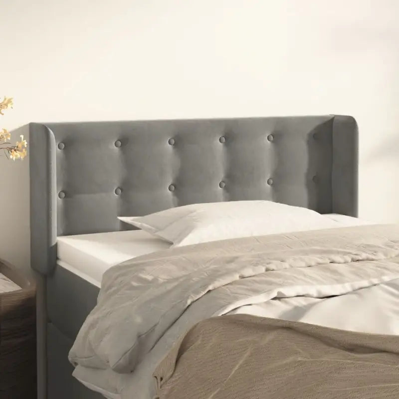 Hoofdborden en voetborden met luxe fluweel levering bevat - Lichtgrijs / 93 x 16 x 78/88 cm / 1 - Hoofdborden