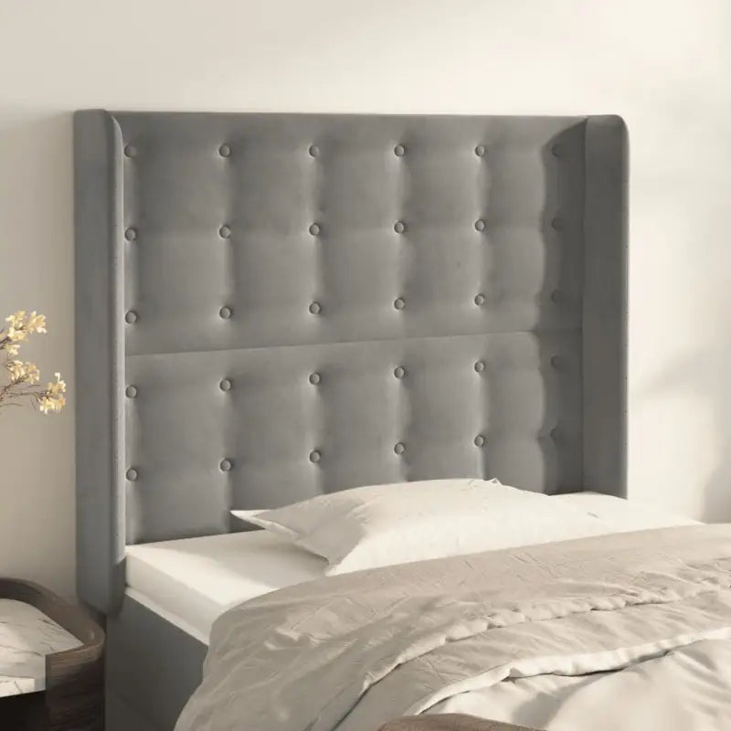Hoofdborden en voetborden met luxe fluweel levering bevat - Lichtgrijs / 83 x 16 x 118/128 cm / 1 - Hoofdborden