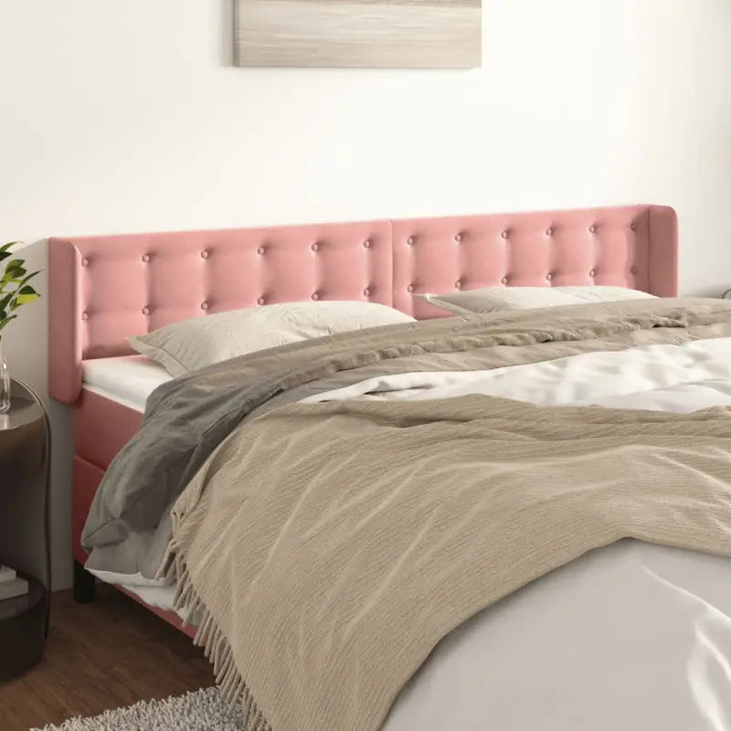 Hoofdborden en voetborden met luxe fluweel levering bevat - Roze / 163 x 16 x 78/88 cm / 1 - Hoofdborden en voetborden