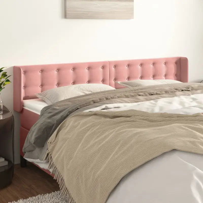 Hoofdborden en voetborden met luxe fluweel levering bevat - Roze / 203 x 16 x 78/88 cm / 1 - Hoofdborden en voetborden