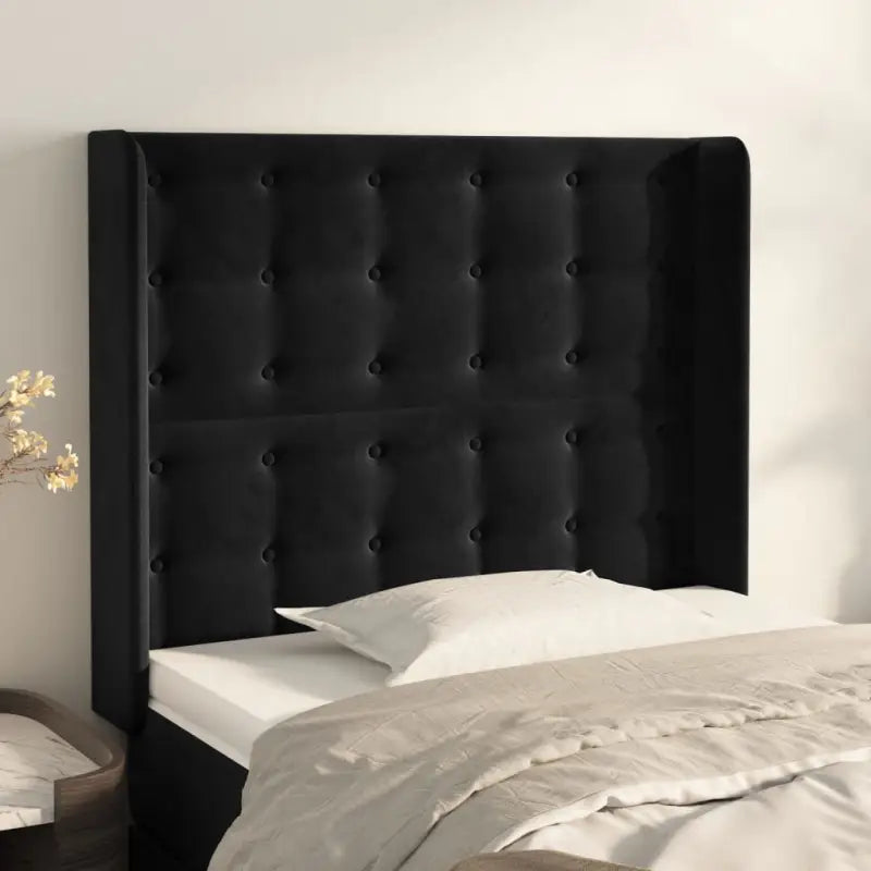Hoofdborden en voetborden met luxe fluweel levering bevat - Zwart / 83 x 16 x 118/128 cm / 1 - Hoofdborden en voetborden