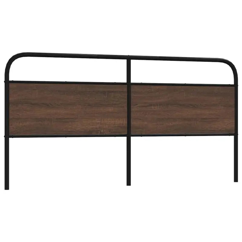 Hoofdborden en voetborden met ronde buizen en bewerkt hout - bruin eikenkleur / 200 cm / 1 - Hoofdborden en voetborden