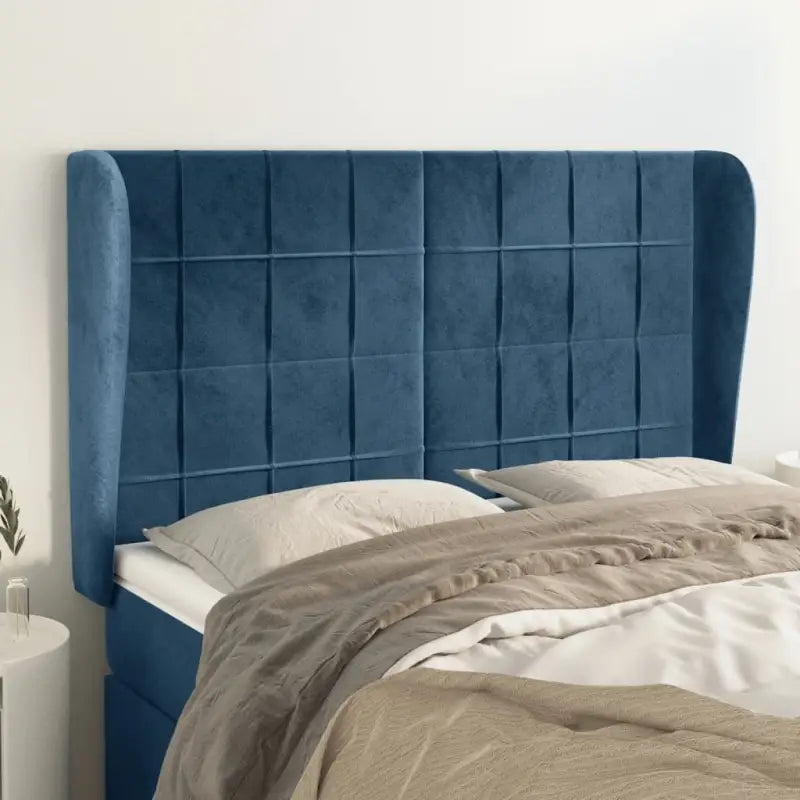 Hoofdborden en voetborden met zachte fluweel levering bevat - Donkerblauw / 147 x 23 x 118/128 cm / 1 - Hoofdborden