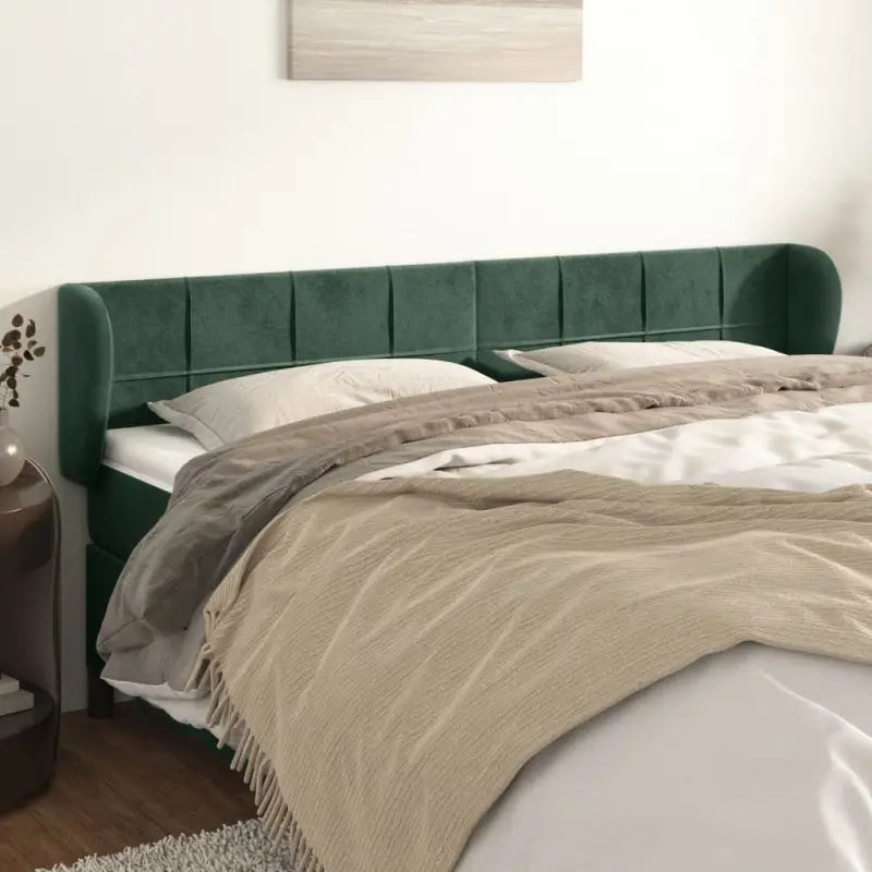 Hoofdborden en voetborden met zachte fluweel levering bevat - Donkergroen / 203 x 23 x 78/88 cm / 1 - Hoofdborden