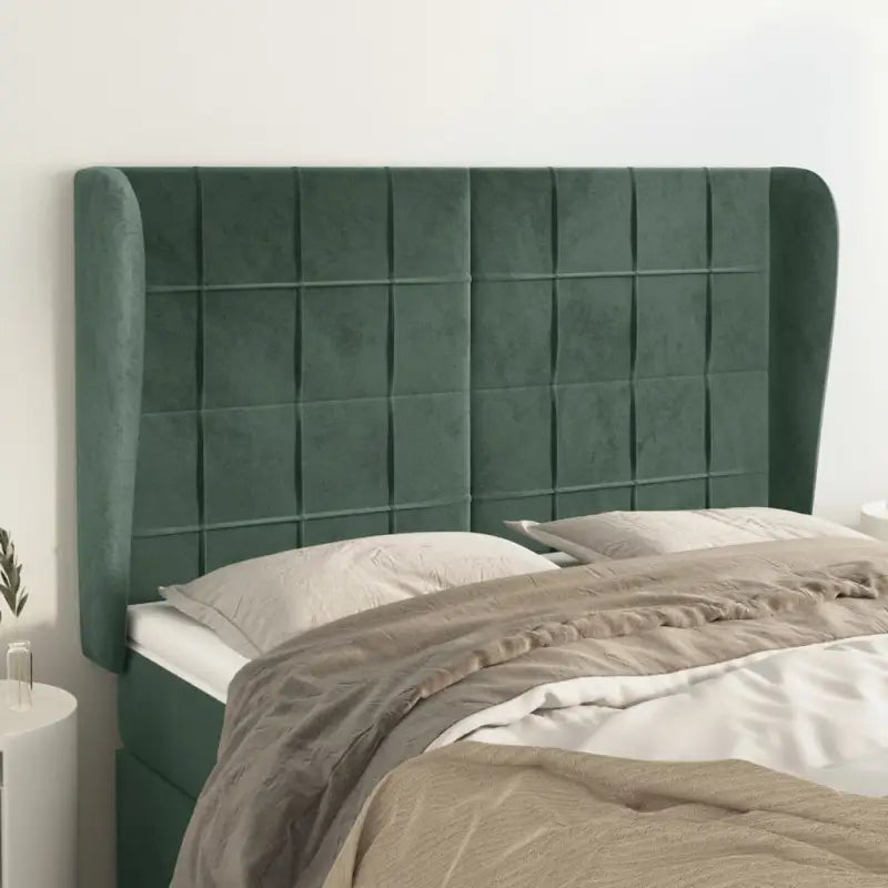 Hoofdborden en voetborden met zachte fluweel levering bevat - Donkergroen / 147 x 23 x 118/128 cm / 1 - Hoofdborden