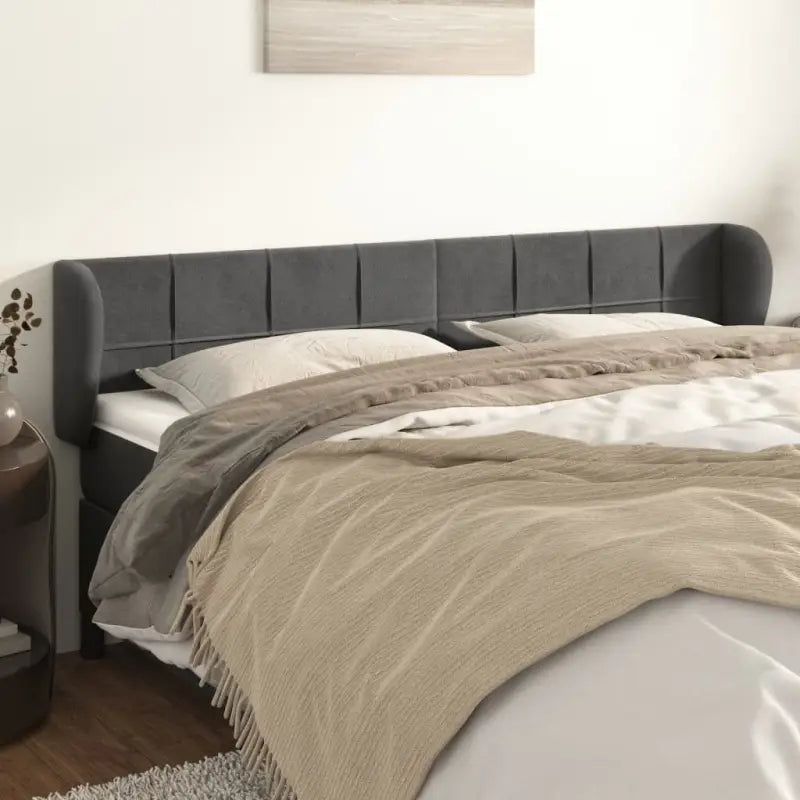 Hoofdborden en voetborden met zachte fluweel levering bevat - Donkergrijs / 203 x 23 x 78/88 cm / 1 - Hoofdborden