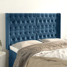 Hoofdborden en voetborden met zachte fluweel levering bevat - Donkerblauw / 147 x 16 x 118/128 cm / 1 - Hoofdborden